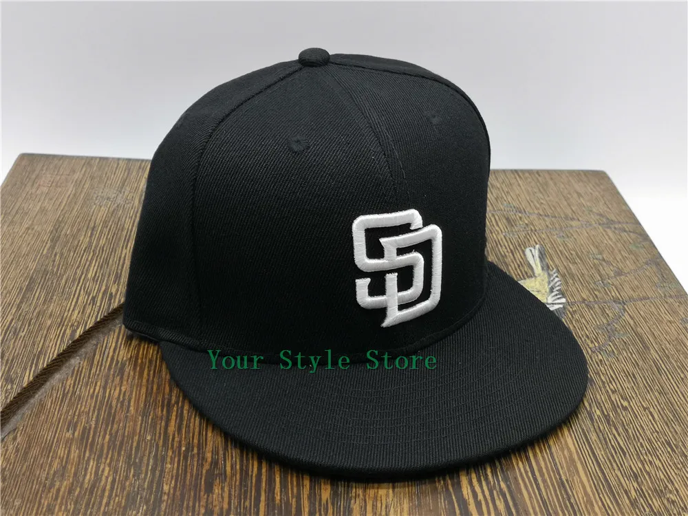 dark blue baseball cap New 2021 San Diego Fitted Hats Cool Baseball Caps Adult Letter SD Hip Hop Fitted Cap Men Women Full Closed Gorra black baseball caps