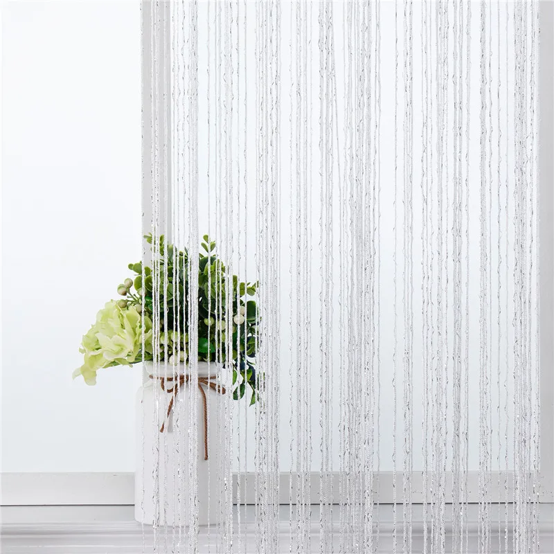 300X260 cm String Curtain Valance Shiny Tassel Line Curtain Solid Color Window Door Curtain Divider Drape Room Decor 6