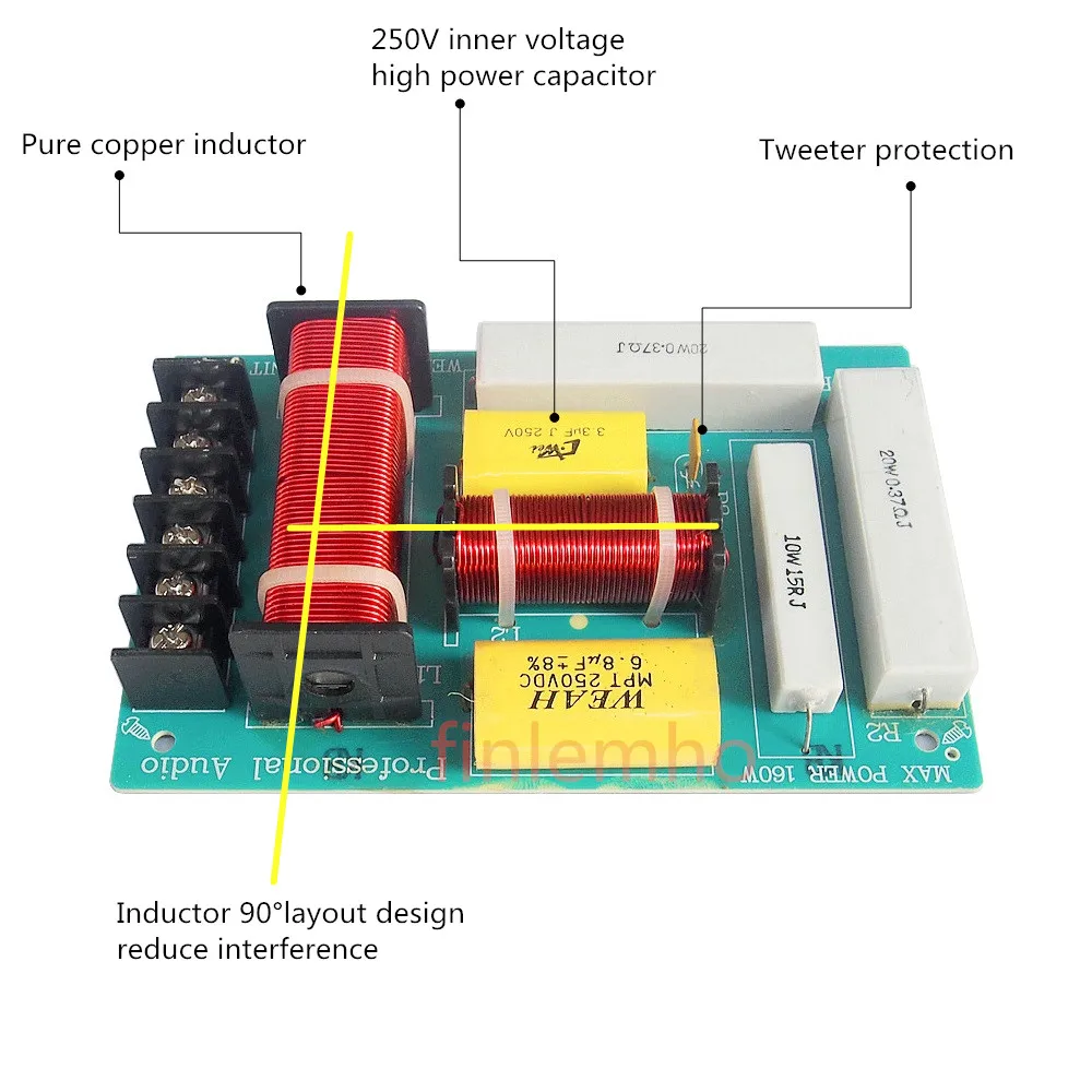 Finlemho 2 полосный Кроссовый динамик аксессуары для шкафа Высокочастотный