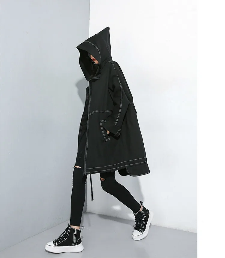 Max LuLu/Осенняя модная Корейская уличная женская одежда больших размеров, Женская ветровка с капюшоном в стиле панк на молнии, Винтажный Длинный плащ