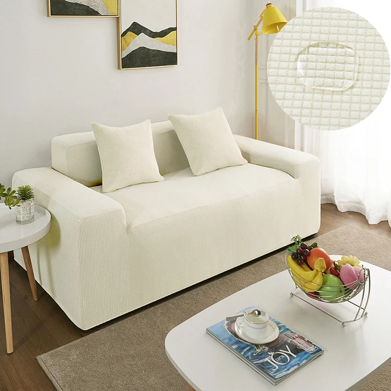 Чехлы для диванов, водонепроницаемые чехлы для диванов для гостиной, эластичные Угловые флисовые чехлы для диванов, L форма, набор, защита для мебели - Цвет: 8-Cream White