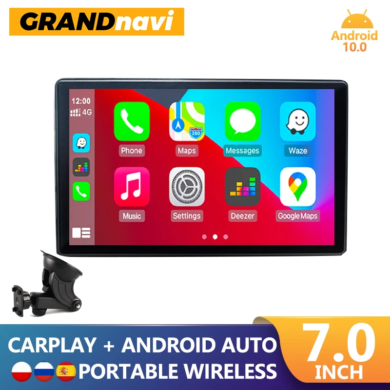 GRNADnavi Multimedia portátil para coche, Radio Estéreo de 1Din, 2 Din, pantalla de pulgadas, Carplay inalámbrico, Android|Reproductor multimedia para coche| - AliExpress
