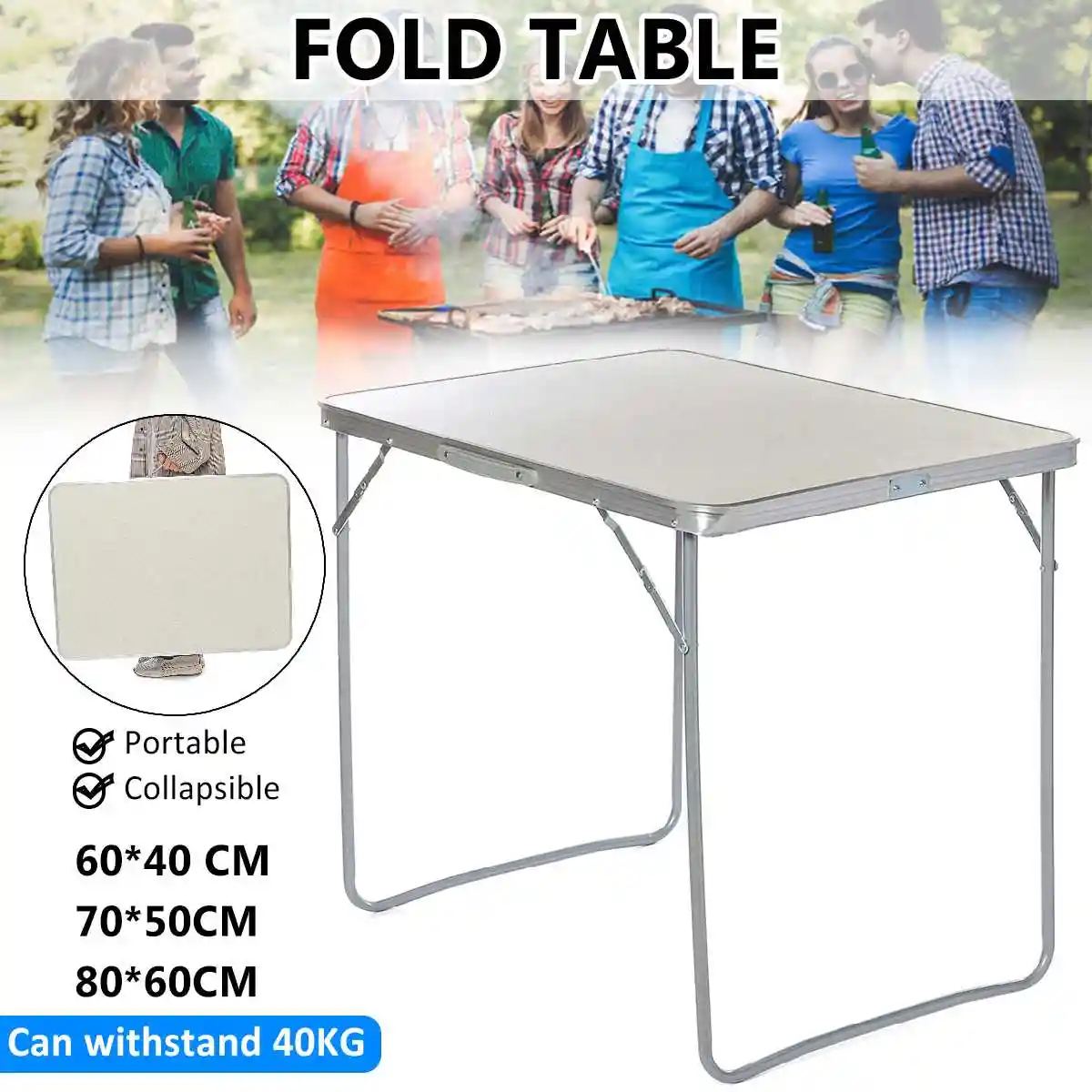 Small Folding Camping Table Portable Aluminium Picnic Dinner Table Sofa Bed Tray