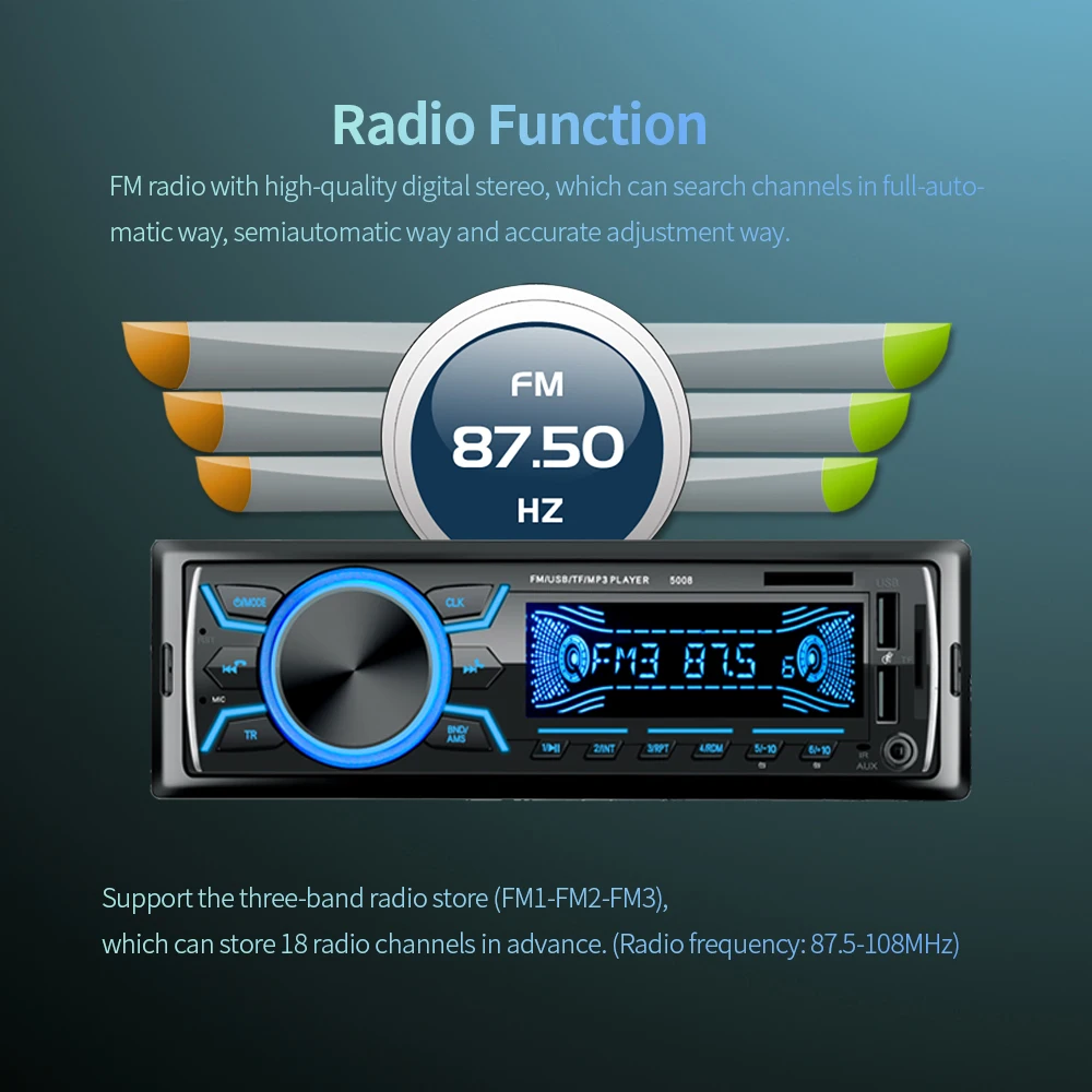 Essgoo Bluetooth Авторадио автомобиля стерео радио FM радио TF карта 2USB 1 din автомобиля MP3 мультимедиа AUX вход красочная подсветка