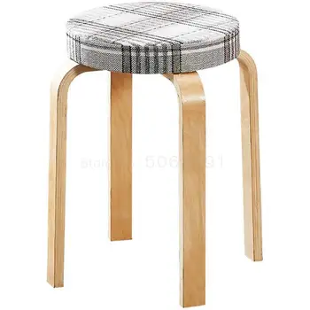 

Simple Solid Wood Stool Creative Dining Table And Stool In Living Room Simple Cloth Art Stool Fashionable High Stool In Bedroom