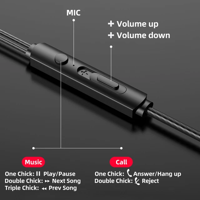 ANMONE przewodowe słuchawki douszne 3.5mm w uchu słuchawki sportowe słuchawki z mikrofonem Bass Stereo słuchawki dla iphone 7 11 pro xiaomi 5