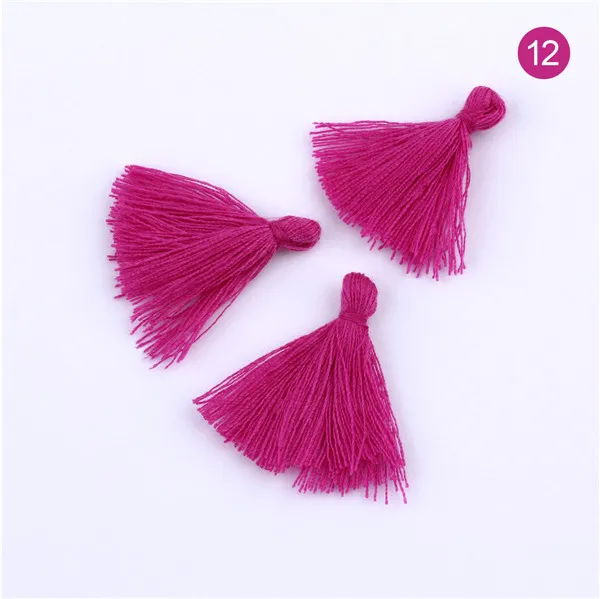 Color No.12 50 шт./лот красочные 3 см мини хлопок кисточкой DIY ювелирные изделия браслет для изготовления ключей бахрома отделка Ремесло кисточки Швейные аксессуары - Цвет: Color No.12