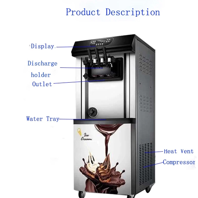 Стиль коммерческий из нержавеющей стали мягкое мороженое машина/аппарат для изготовления роллов/машина для мягкого мороженого