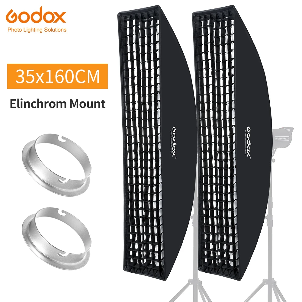 

2PCS Godox 35x160cm 14"x63" Strip Beehive Honeycomb Grid Softbox with Elinchrom Mount for Elinchrom Studio Flash