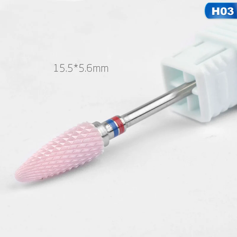 1pcs Ceramic Corundum Metal Grinding Wheel Shank Cylinder Cone T Shape Pink Chrome Corundum Grinding Head Nail Polish Head