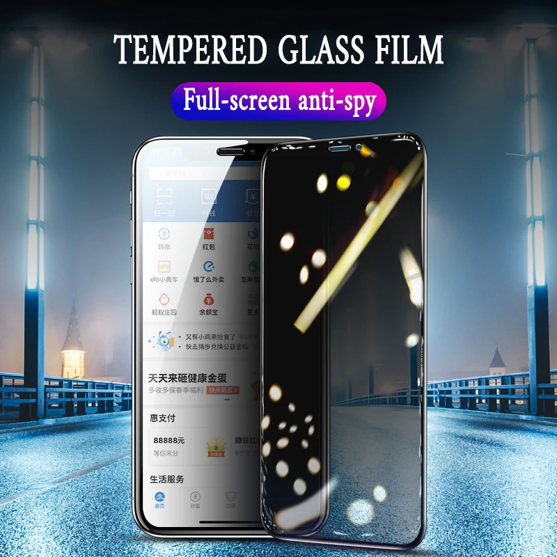 

9H Full Privacy Tempered Glass For iPhone X XS MAX XR 6 6S 7 8 Plus Anti Spy Glare Peeping Screen Protector High Definition