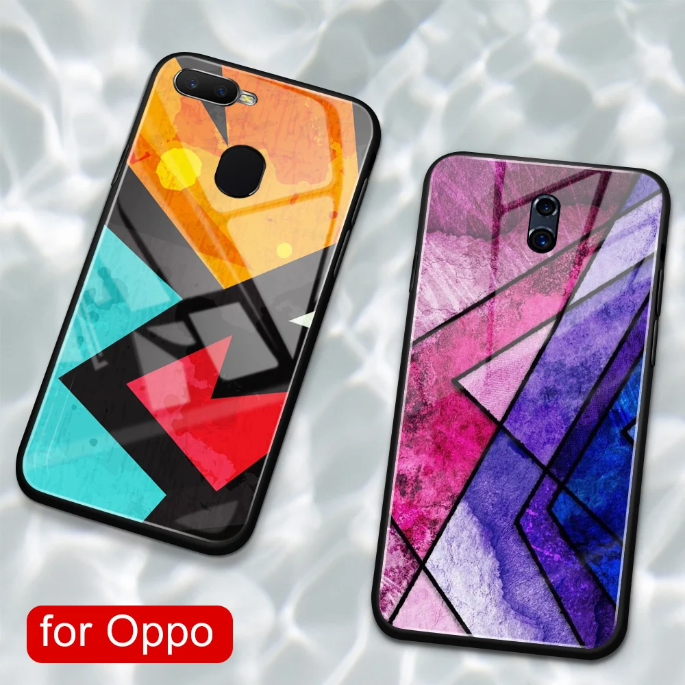 Чехол для Oppo R9s стеклянная задняя крышка с узором в полоску чехол R9 R9S R11 R11S Plus R17 R15