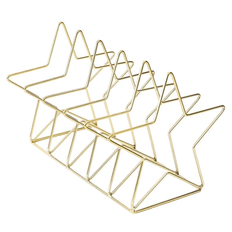 

Magazine Holder File Sorter Metal 5 Slot Desk Organizer Rack for Document Folder Letter and Book Gold Pentastar Shape