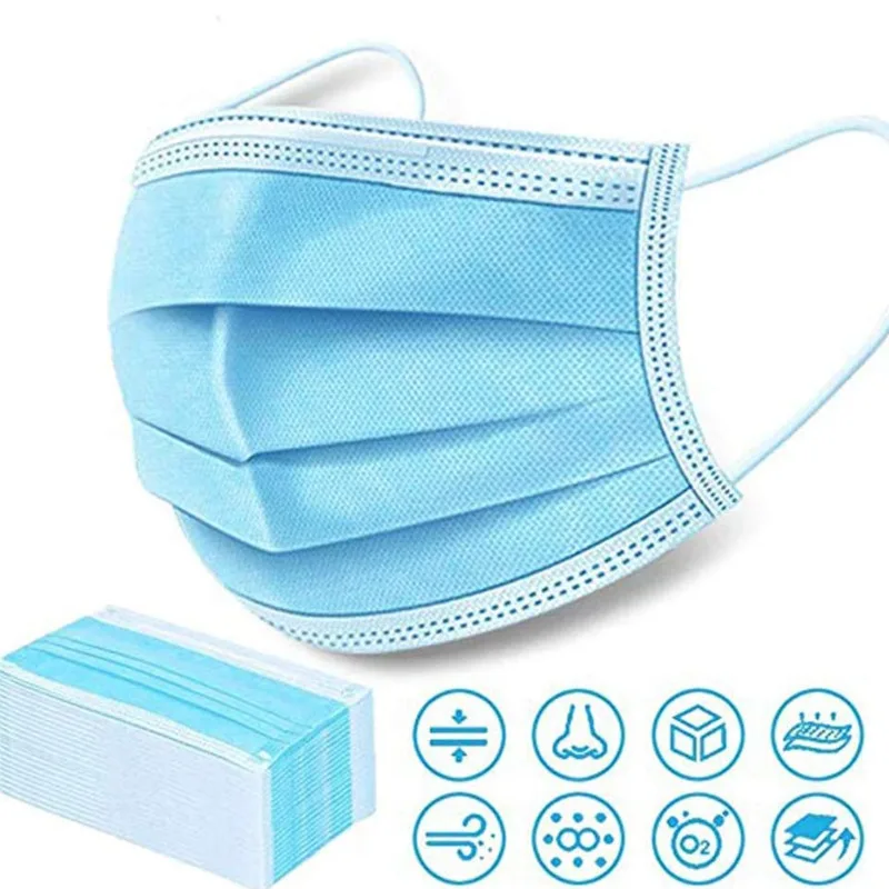 

100PCS Meltblown Mouth Mask Bacteria Proof Disposable Protective Anti Virus Mask 3 Layer Masks Anti Dust Virus Pollution Mask