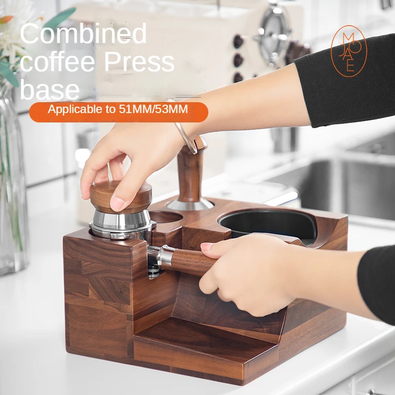 

MOJEA Soporte para máquina de café de madera de nogal, soporte de mango para máquina de café Espresso