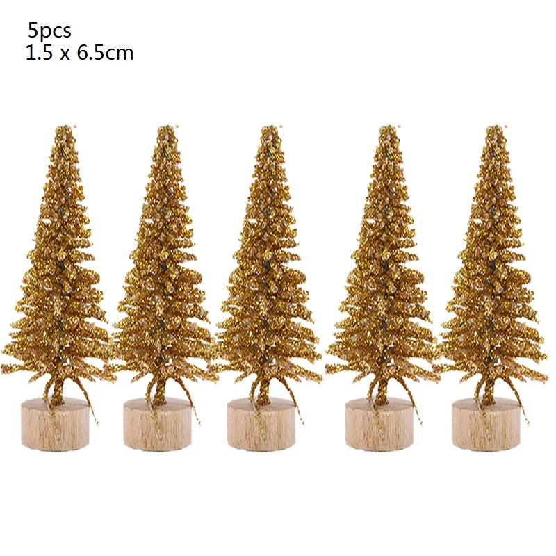 5pcs 65mm gold 5-16 см Многожильная Мини Рождественская елка искусственная сосна елки DIY рождественские фото реквизит на год Рождественская вечеринка украшение стола - Цвет: 5pcs 65mm gold
