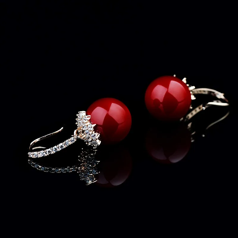 Сережки Красные Большие Коралл Серьги Красные Крупные Серьги Серьги Крупные Шары Сережки Женские Свадебные Серьги Серьги Женские Висячие Серьги Розового Золота