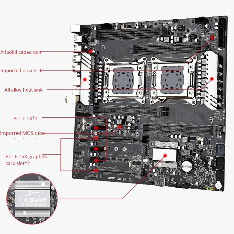JINGSHA X79 S8 E ATX двойной Процессор LGA2011 материнская плата Поддержка для Двухъядерный