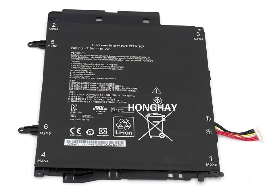 Honghay-bateria c22n1307 para asus, transformador, book, t300la, tablet, 7.6v, 50wh
