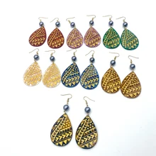 Fashion Tear Shapes With Pearls and Gold Tribals Carved Styles Earring Jewelry For Women and Girl's