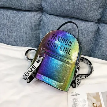 

Laser Mini Backpack Women Stadium Security School Book Bag Travel Cute Travel Hot silver Ladies Small Bag