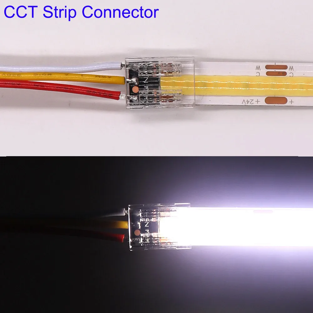 LED Strip Connectors 2pin 3pin 4pin COB Fast For 5mm 8mm 10mm Width PCB Single Color RGB CCT LED Light Tape L Corner Connection