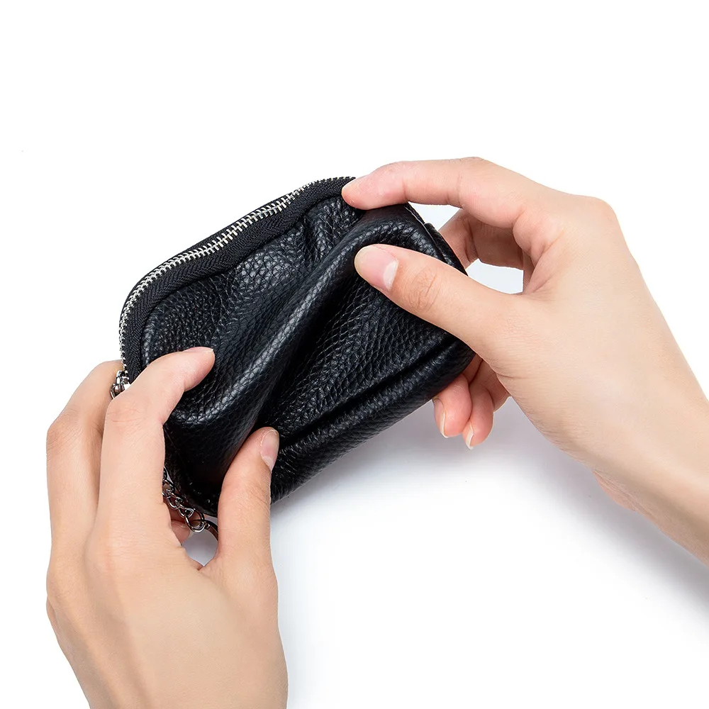 Coin Purse Women Wallet Coin Wallet Slim Wallet for Women Soft Cow Leather Womens Coin Purse Genuine Leather Zipper Coin Wallet Casual Key Holder Small Money Bag
