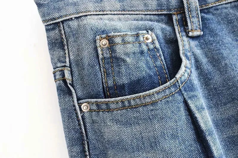 Новый Уличная высокая талия для женщин прямые джинсы панелями модный пэчворк Асимметричный джинсовые штаны повседневное свободные