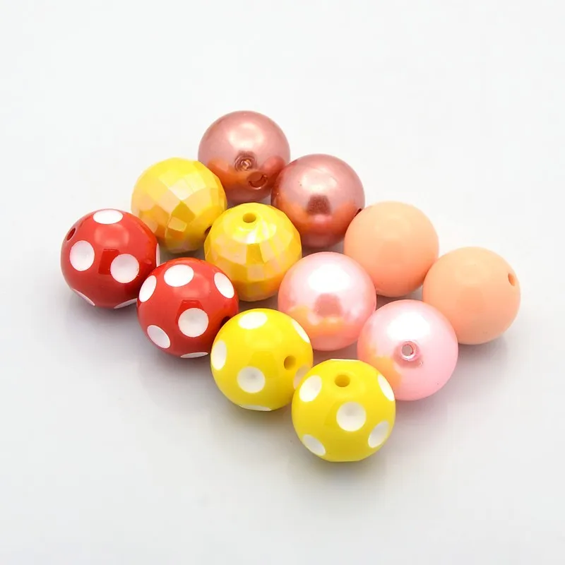 

20pcs 20mm Round Acrylic Loose Beads for jewelry making, Imitation Pearl & Opaque & AB Color, Mixed Color, Hole: 2.5~3.5mm F70