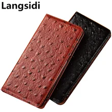 Ostrich pattern genuine natural leather mobile phone bag for Xiaomi Redmi K20 Pro/Xiaomi Mi9T phone cover coque standing case