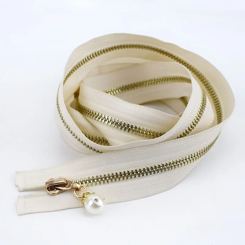 White Meetee 85 см 1/2 шт 5# металлическая молния золотые зубы открывающийся автоматический замок молния для пуховика длинное пальто одежда сумки шитье DIY аксессуары - Цвет: White