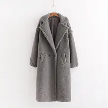Autumn Winter Women Gray Teddy Coat Stylish Female Thick Warm Cashmere Jacket Casual Girls Streetwear