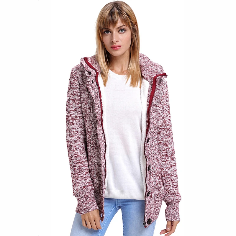 ^Cheap Liva girl Fashion Winter Cardigans Korean Style Long Sleeve Solid with Hooded Women Warm Sweaters