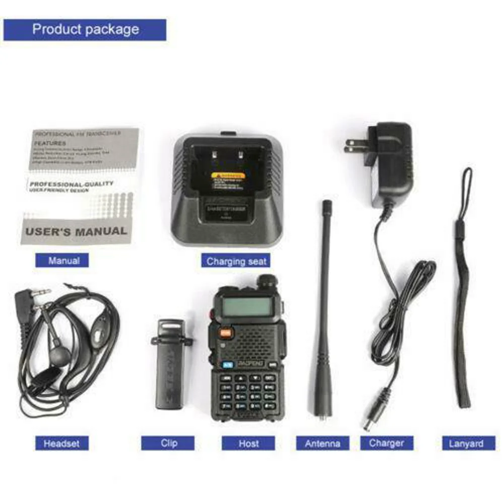 Для BAOFENG UV-5R Двухдиапазонная рация 136-174/400-520 МГц 5 Вт Тип вилки: вилка стандарта США/вилка стандарта Великобритании/вилка стандарта Австралии/вилка стандарта ЕС