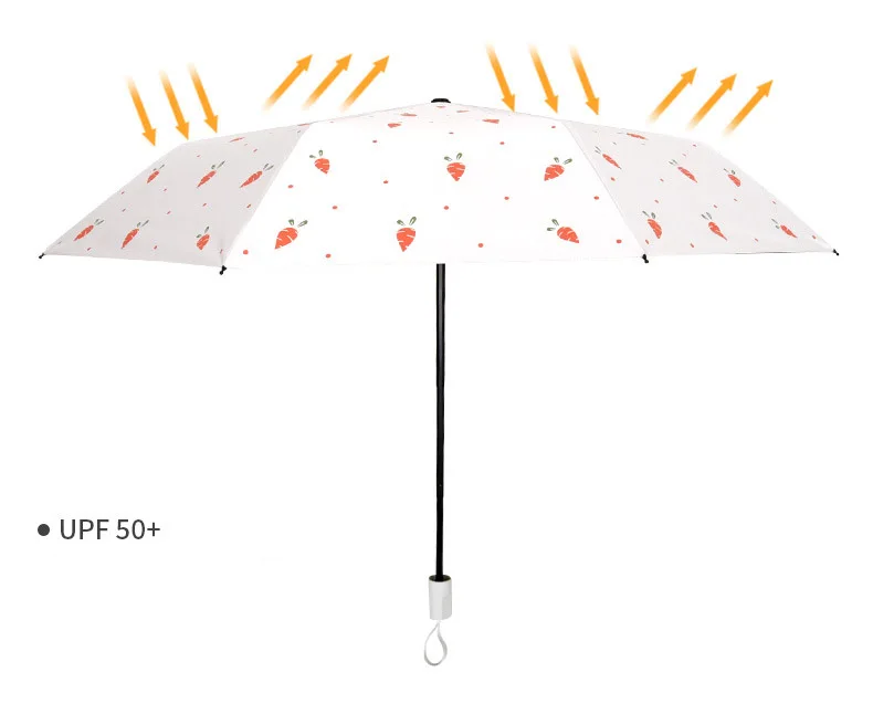 YADA INS Fashion Cartoon Carrot Umbrella Parasol Rainy Three Folding Umbrellas For Women Men UV Windproof DIY Umbrellas YD200033