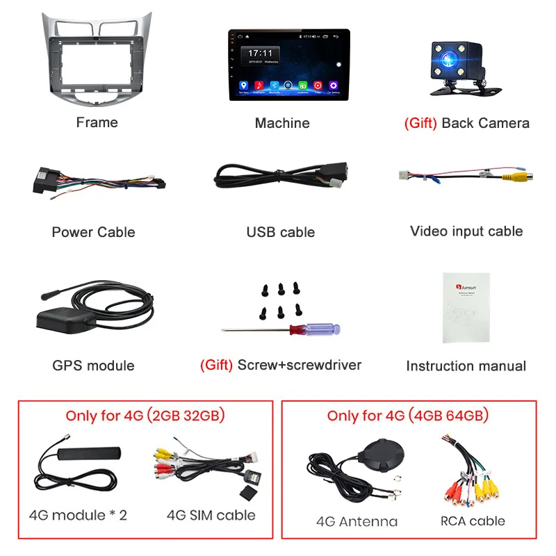 Junsun 2G + 32G Android 8 1 для hyundai Solaris Verna Accent i25 Авто 2din Автомагнитола стерео плеер Bluetooth gps