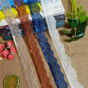 

S2329 Width 3-3.5cm stretch Elastic and Colorful Nylon Spandex lace fabric trim for dress pants skirt decoration accessories