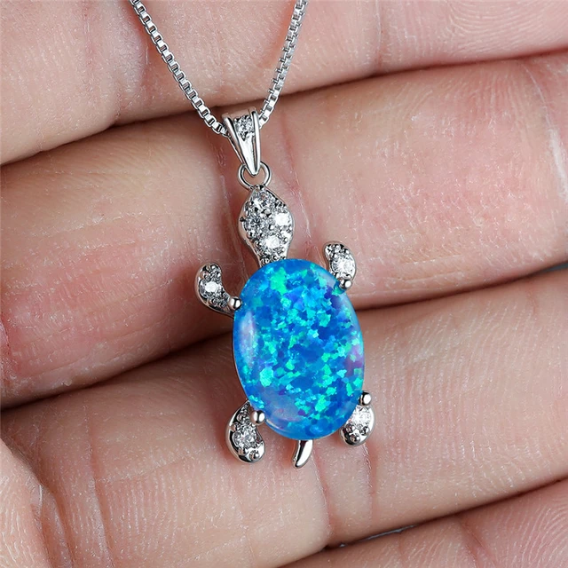 Gorgeous Large Hawaiian Sea Turtle Necklace, Sterling Silver Blue Opal  Turtle Pendant, N6023 Birthday Mom Wife Mother Gift, Statement PC - Etsy