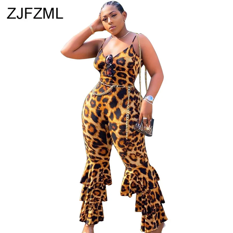 Cheetah Leopard Print Rompers Womens Jumpsuit Spaghetti Strap Sleeveless Flare Bodysuit Summer V Neck Backless Ruffles Overall Cheetah Leopard Print Rompers Womens Jumpsuit Spaghetti Strap Sleeveless Flare Bodysuit Summer V Neck Backless Ruffles Overall