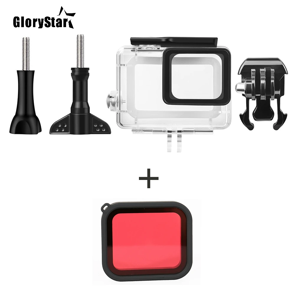 Подводный 45 м водонепроницаемый чехол GloryStar для Hero 5/Hero 6 с красным фильтром