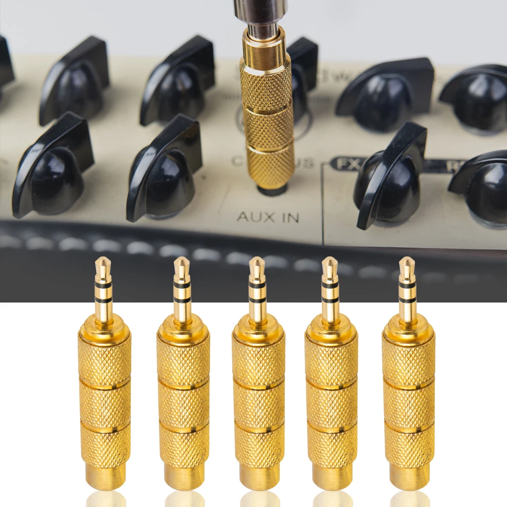 

5PCS Electric Guitar Audio Jack Adapter Convertor Stereo Plug Socket For Guitar Microphone Headphone 3.5mm Male 6.5mm Female