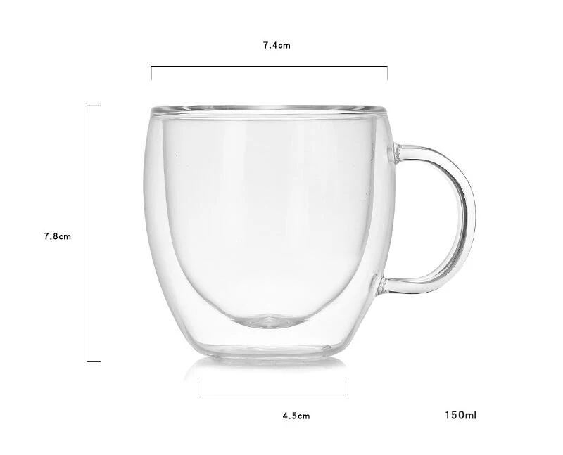 150 мл двойная стеклянная кружка, чашка кофейные кружки офисная чашка для Кофе Чайные чашки набор кофейные кружки для поездок с рукояткой