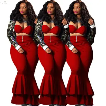 

Winter Women's Set Strap Crop Tops Pants Suit Full Sleeve Two Piece Set Tracksuit Women Outfits Night Party Ruffles Club Outfits