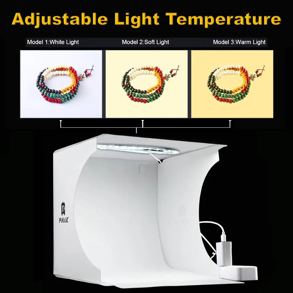 

Mini Adjustable led light temperature Folding Lightbox Photography Photo Studio Soft box Photo Background Kit for DSLR Camera