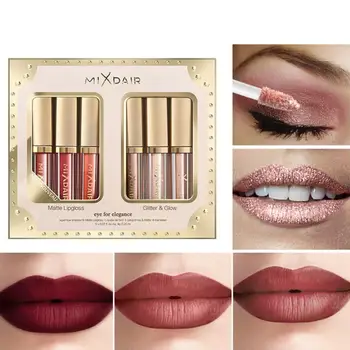 

6 Colors In One Matte Lip Gloss & Highlighter Glow Shimmer Makeup Glitter Set Eye Lipstick Shadow Lipstick Liquid Makeup G1Z3