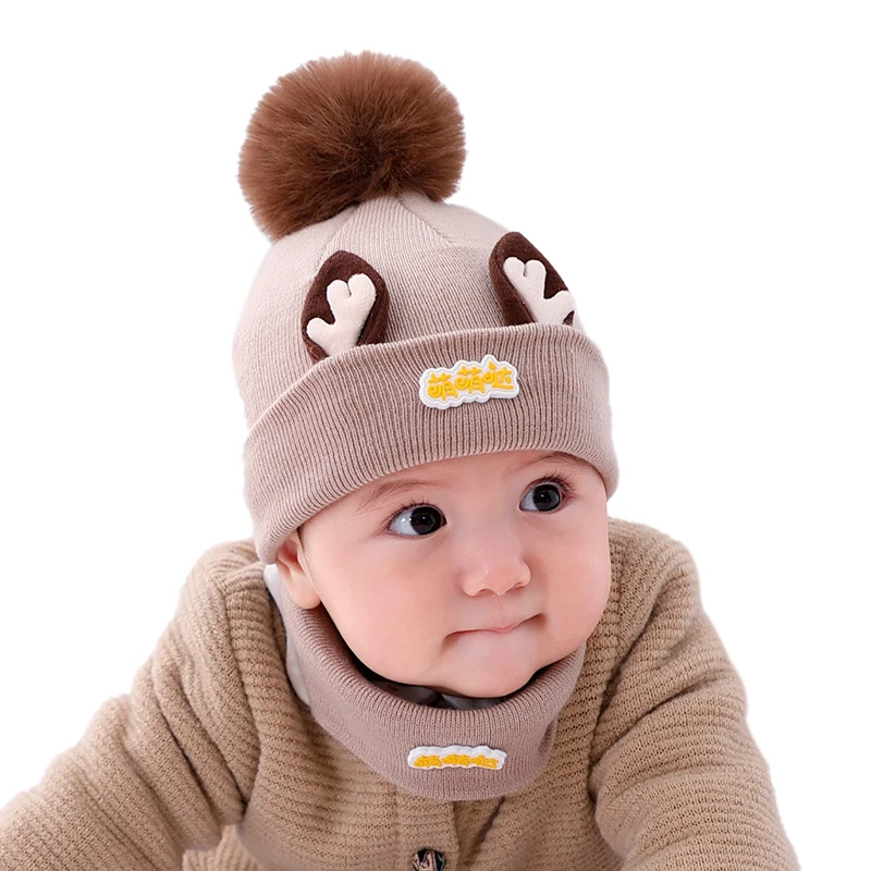 New Baby Cap For Girls Cap Baby Kids Beanie For Boys Girls Cap Cotton Knitted Ball Warm Christmas Hats Knitted Children's Hatss - Цвет: K