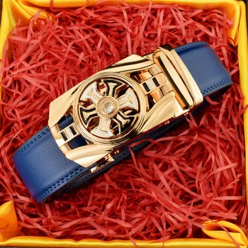 

High Quality rotate round Automatic Buckle young men belt luxury famous brand genuine leather designer fashion ceinture homme