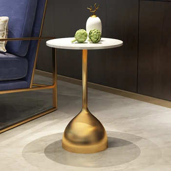 

Nordic marble small side table modern living room sofa corner table simple creative wrought iron golden small coffee table table