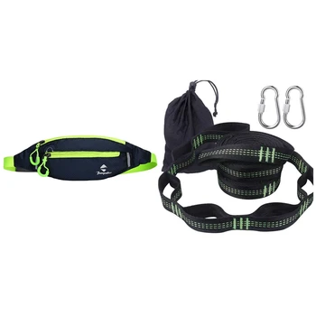 

1 Set Hammock Strap Special Strap Tie Strap Tree Strap Knot & 1 Pcs Jogging Waist Bag Pocket Key Wallet Pouch Bag