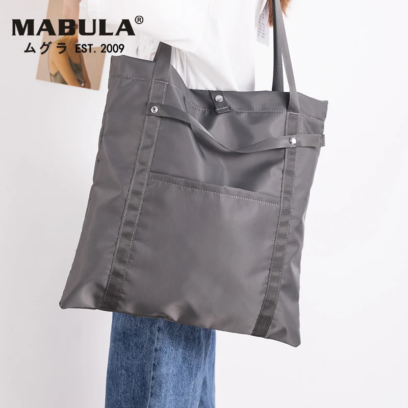 

MABULA Large Foldable Rusable Tote Shopping Handbag Multi Pocket Nylon Shoulder Bags for Travel